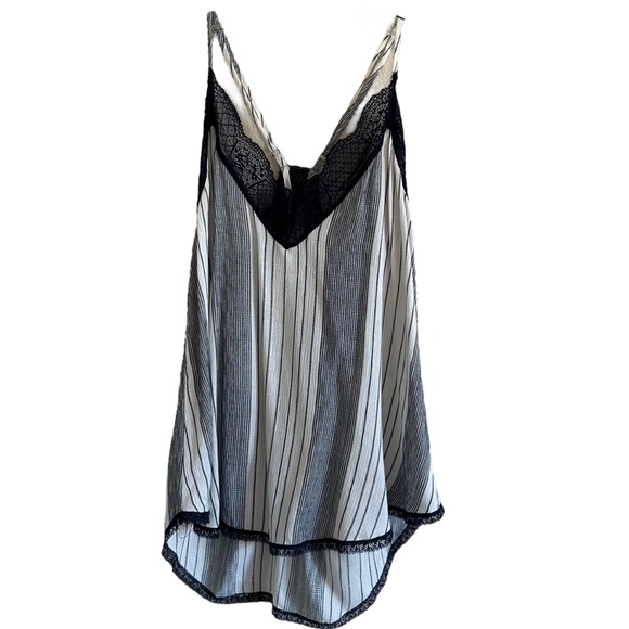 lovestitch Tops - NWT Lovestitch Striped Camisole Tank with Lace Navy & Ivory Sz M